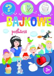 Bajkowe postacie. Zgadywanki, wyklejanki... Autor: Dorina Auksztulewicz. Dadada.pl Okładka książki Bajkowe postacie. Zgadywanki, wyklejanki..
