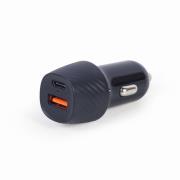 Okładka książki GEMBIRD SZYBKA ŁADOWARKA SAMOCHODOWA 2X USB, TYPE-C PD, 18W, CZARNA