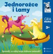 Kapitan Nauka. Lamy i jednorożce. Gra memo. Autor: Justyna Hołubowska-Chrząszczak. Dadada.pl Okładka książki Kapitan Nauka. Lamy i jednorożce. Gra memo