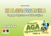 Kolorowanka Papuga Aga opowiada cz.10 Pojazdy. Autor: Marzena Piętka. Dadada.pl Okładka książki Kolorowanka Papuga Aga opowiada cz.10 Pojazdy