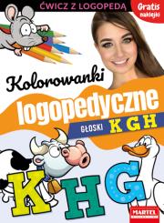 Okładka książki Kolorowanki logopedyczne z naklejkami. Głoski K G H