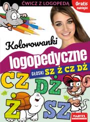 Okładka książki kolorowanki logopedyczne z naklejkami. Głoski Sz Ż Cz Dż