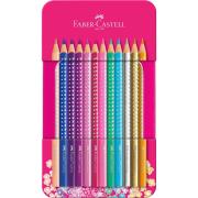 Opakowanie Kredki ołówkowe Sparkle Faber-Castell 12 kolorów opakowanie metalowe