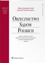 Okładka książki Orzecznictwo Sądów Polskich 1/2022