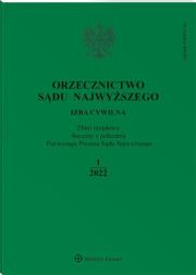 Okładka książki Orzecznictwo Sądu Najwyższego 1/2022