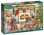 Opakowanie Puzzle 500 Falcon Christmas Świąteczne szczenięta