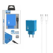 Opakowanie SOMOSTEL ŁADOWARKA SIECIOWA 20W + KABEL TYP-C DO TYP-C NIEBIESKA SOMOSTEL POWER DELIVERY SMS-A78 NIEBIESKA
