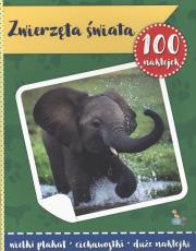 Okładka książki 100 naklejek z plakatem. Zwierzęta świata
