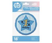 Opakowanie Balon foliowy 1st Birthday, niebieski 45 cm