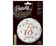 Opakowanie Balon foliowy Happy 18 Birthday, biały 45cm