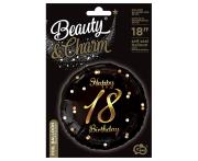 Opakowanie Balon foliowy Happy 18 Birthday czarny 45cm