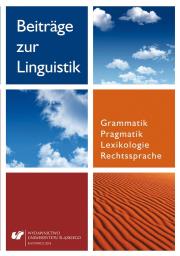 Okładka książki Beitrge zur Linguistik. Grammatik Pragmatik...