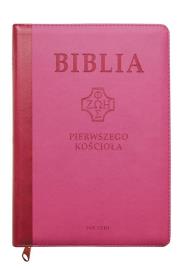 Okładka książki Biblia pierwszego Kościoła różowa z paginatorami
