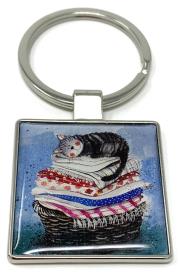 Opakowanie Brelok do kluczy K03 Kot na koszu z praniem