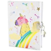 Brokatowy pamiętnik z kłódką Jednorożec. Wydawca: Robe. Dadada.pl Opakowanie Brokatowy pamiętnik z kłódką Jednorożec