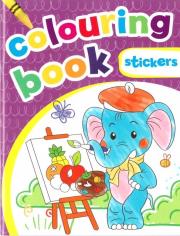 Okładka książki Colouring book z naklejkami. Fioletowa