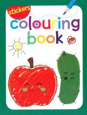 Okładka książki Colouring book z naklejkami. Jabłko i ogórek