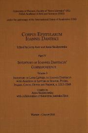 Okładka książki Corpus Epistularum Ioannis Dantisci Part IV Inventory of Ioannes Dantiscus' Correspondence Volume 3
