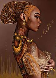 Opakowanie Diamentowa mozaika kobieta czarnoskóra w koku NO-1007442