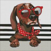 Opakowanie Diamentowa mozaika - Stylowy jamnik 40x40cm