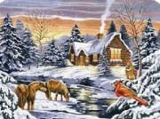 DIAMENTOWA MOZAIKA ZIMA DOM NAD STRUMIENIEM WYPAS KONI NO-2000732. Wydawca: Norimpex. Dadada.pl Opakowanie DIAMENTOWA MOZAIKA ZIMA DOM NAD STRUMIENIEM WYPAS KONI NO-2000732