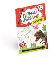 Dinozaury. Mazanki-zmazywanki. Autor: Anna Borchard. Dadada.pl Okładka książki Dinozaury. Mazanki-zmazywanki