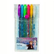 Opakowanie Długopisy żelowe z brokatem Kraina Lodu 6 kolorów