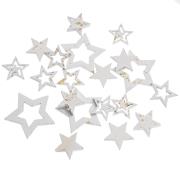 Opakowanie Drewniane gwiazdki białe złocone 20szt