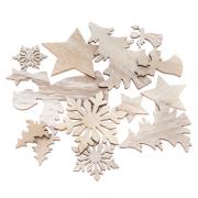 Opakowanie Drewniane motywy świąteczne bielone 12szt