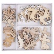 Opakowanie Drewniane motywy świąteczne naturalne 24szt