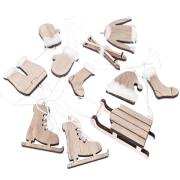 Opakowanie Drewniane motywy zimowe naturalne 11szt