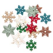 Opakowanie Drewniane śnieżynki multikolor 14szt