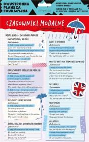 Dwustronna plansza/ściąga A4 J. ang. modalne. Wydawca: Henry. Dadada.pl Opakowanie Dwustronna plansza/ściąga A4 J. ang. modalne