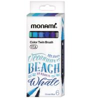Opakowanie Dwustronne pisaki z końcówkami pędzelkowymi Color Twin Brush Ocean Blue 6 kolorów