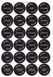 Etykiety na przyprawy czarne 40mm 168szt. Wydawca: LearnHow. Dadada.pl Opakowanie Etykiety na przyprawy czarne 40mm 168szt
