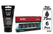 Opakowanie Farba akrylowa brąz naturalny 75ml (6szt)