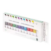 Farby akrylowe 12 kolorów. Wydawca: Dalprint. Dadada.pl Opakowanie Farby akrylowe 12 kolorów