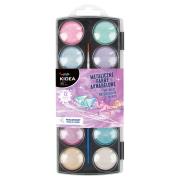 Farby akwarelowe metaliczne 12 kolorów. Wydawca: Derform. Dadada.pl Opakowanie Farby akwarelowe metaliczne 12 kolorów