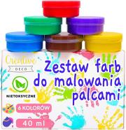 Farby do malowania palcami 6x40ml. Wydawca: Creative Deco. Dadada.pl Opakowanie Farby do malowania palcami 6x40ml