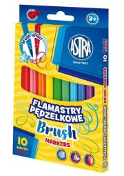 Flamastry okrągłe pędzelkowe 10 kolorów ASTRA. Wydawca: ASTRA papiernicze. Dadada.pl Opakowanie Flamastry okrągłe pędzelkowe 10 kolorów ASTRA