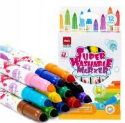 Flamastry zmywalne z fibrową końcowką12 kol DELI. Wydawca: DELI. Dadada.pl Opakowanie Flamastry zmywalne z fibrową końcowką12 kol DELI