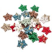 Opakowanie Guziki śnieżynki drewniane 2,5cm 28szt