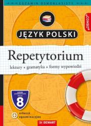 Język polski. Repetytorium. Egzamin ósmoklasisty. Autor: Wróbel Anna, Anna Derleta, Wróblewska Marta. Dadada.pl Okładka książki Język polski. Repetytorium. Egzamin ósmoklasisty