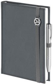 Opakowanie Kalendarz 2024 dzienny A5 cross z gumką srebrny