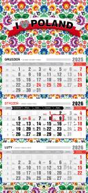 Okładka książki Kalendarz 2025 Trójdzielny płaska główka Folk