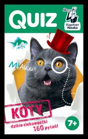 Kapitan nauka. Quiz Koty. Autor: Małgorzata Biegańska-Hendryk. Dadada.pl Okładka książki Kapitan nauka. Quiz Koty