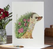 Opakowanie Karnet A017 B6 + koperta Jeż z kwiatami