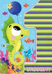 Karnet A5 Urodziny roczek - Konik morski. Wydawca: Henry. Dadada.pl Opakowanie Karnet A5 Urodziny roczek - Konik morski