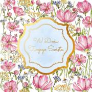 Opakowanie Karnet KW W dniu Twojego święta kwiaty niebieski