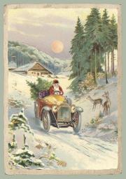 Opakowanie Karnet ST486 B6 + koperta Mikołaj w aucie Święta